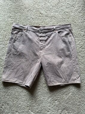 Levi's 501 Button Fly Shorts Size 44 Tan Denim Finished Hem